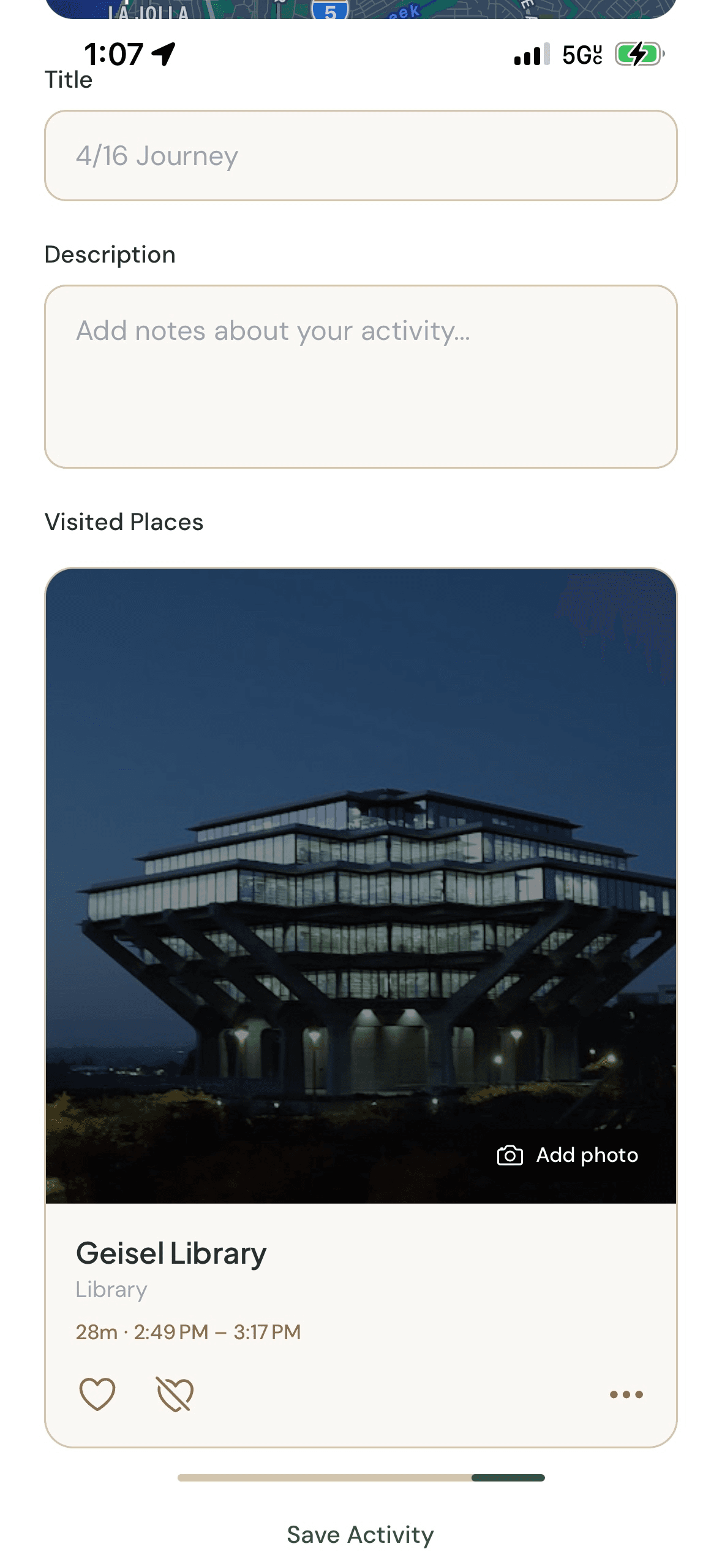 Review and save your journey in Aventir